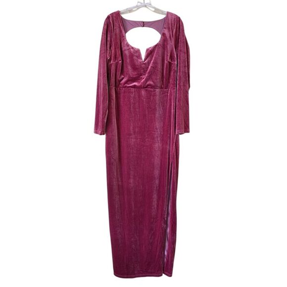 Lulu’s Going for Glamour Mauve Velvet Backless Long Sleeve Maxi Dress Size 1X - Picture 2 of 12